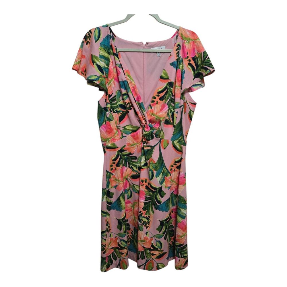 Kensie Dress Floral Pink Size 14 Tropical Vacation Party NEW